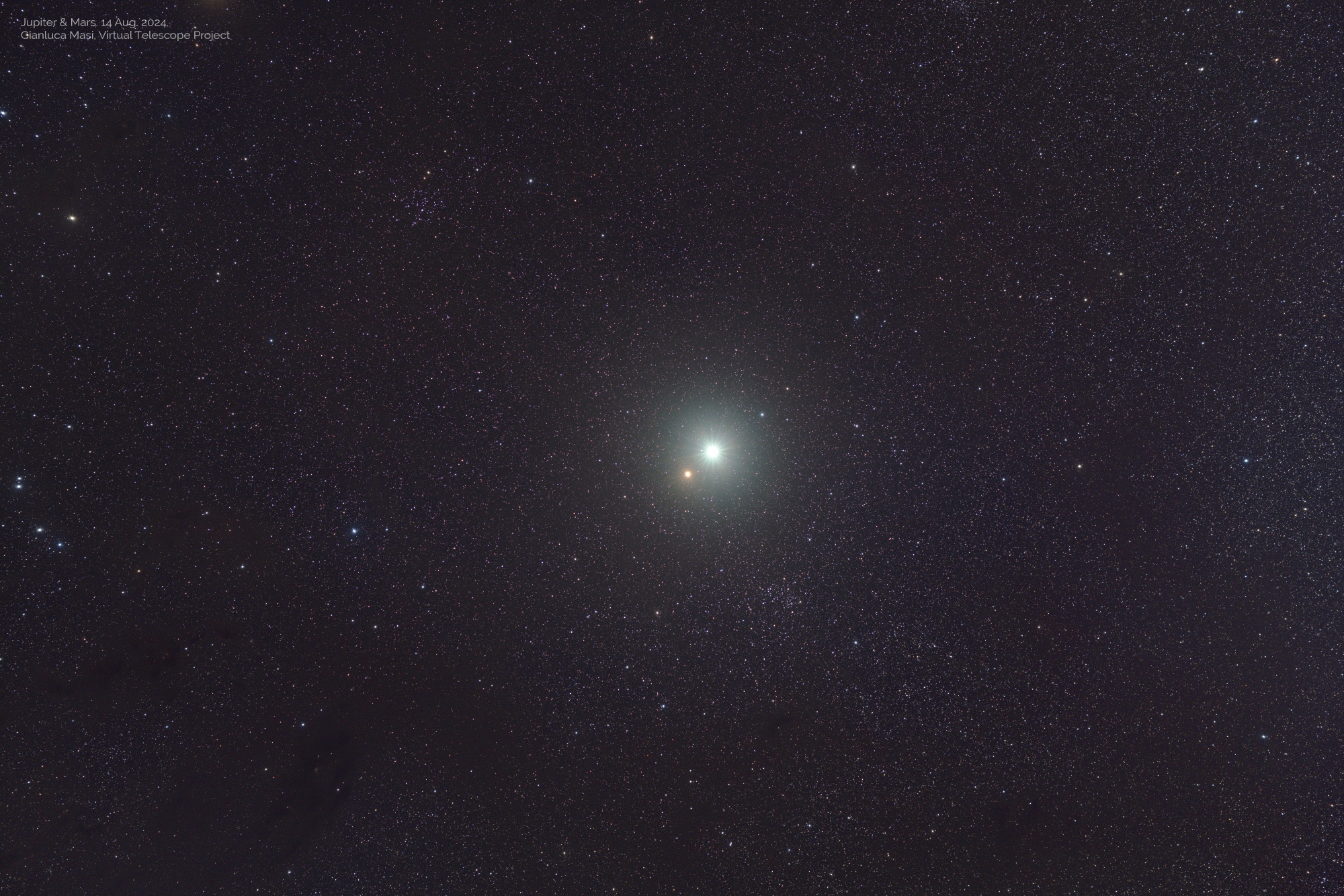 Jupiter and Mars in space